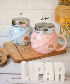 ماگ درب پیچی طرح فضانورد درب آینه ای 3392