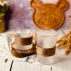 فنجان و شات پیرکس کمربند چوبی برفکی کد 3884