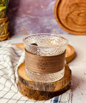 فنجان و شات پیرکس کمربند چوبی برفکی کد 3884