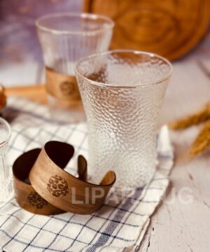 فنجان و شات پیرکس کمربند چوبی برفکی کد 3884