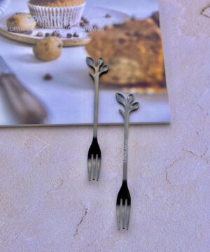 ست صبحانه خوری مشکی دسر خوری طرح برگی کد 3815