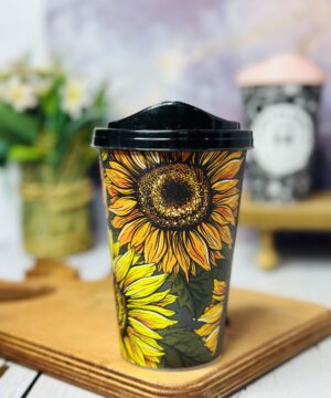 لیوان قهوه پلاستیکی طرح دار متوسط کد 3604