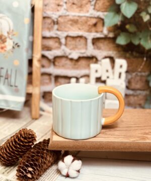 ماگ لاته خوری سرامیکی بدنه خط دار کد 6064
