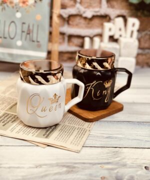 ست ماگ درب آینه ای طرح KING & QUEEN کد 7832