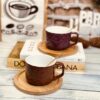 فنجان لته خوری طرح لوزی گرد زیر چوبی کد 2190