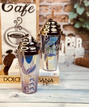 ماگ اسموتی 2 جداره بدون ژل طرح پری دریایی رنگین کمانی کد 2606