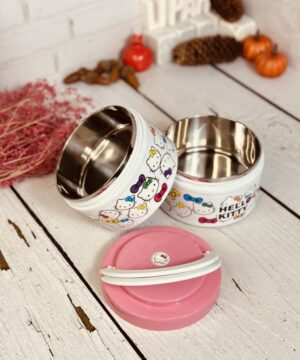 لانچ باکس ( ظرف غذا ) 2 طبقه گرد عروسکی کد 6009