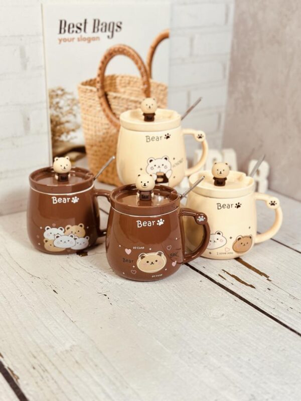 ماگ فانتزی BEAR خرسی درب برجسته کد 3263