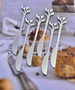 ست صبحانه خوری نقره ای دسر خوری طرح برگی کد 7911