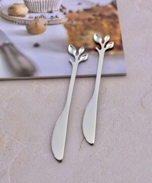 ست صبحانه خوری نقره ای دسر خوری طرح برگی کد 7911