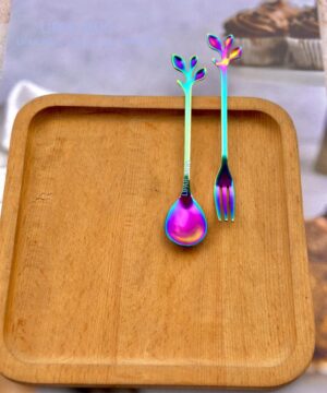 ست صبحانه خوری آبرنگی دسر خوری طرح برگی کد 7937