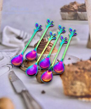ست صبحانه خوری آبرنگی دسر خوری طرح برگی کد 7937