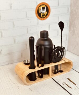 ست بار سرد پایه چوبی مشکی مات بیضی کد 22
