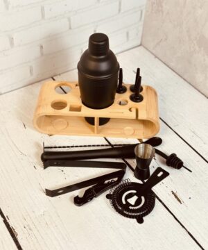 ست بار سرد پایه چوبی مشکی مات بیضی کد 22