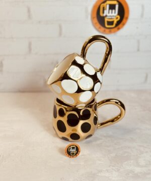ماگ دسته طلایی خال دار کد 8579