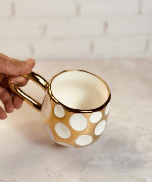 ماگ دسته طلایی خال دار کد 8579