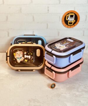 ظرف غذا پلاستیکی سه خونه دسته دار طرح حیوانات کد 8631