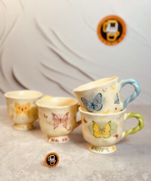 فنجان طرح کلاسیک پروانه دسته پیچ کد 1297