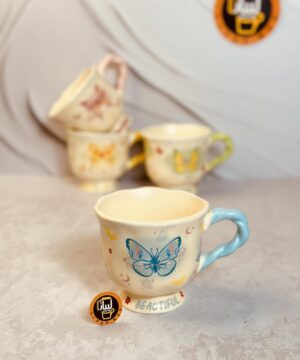 فنجان طرح کلاسیک پروانه دسته پیچ کد 1297