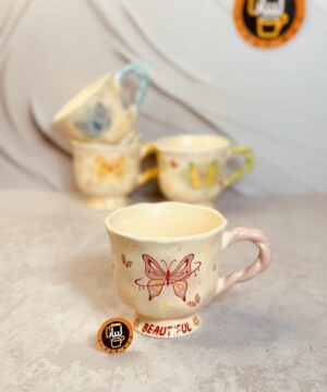 فنجان طرح کلاسیک پروانه دسته پیچ کد 1297