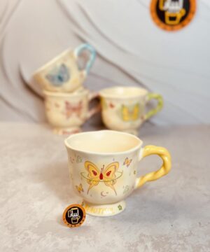 فنجان طرح کلاسیک پروانه دسته پیچ کد 1297