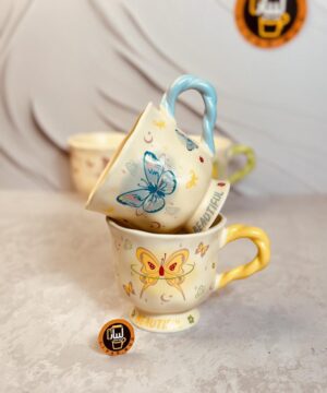 فنجان طرح کلاسیک پروانه دسته پیچ کد 1297