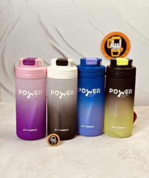 قمقمه فانتزی نی دار دو رنگ حجم 600 میل برند POWER کد 6389
