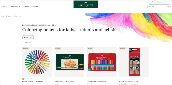 صفحه محصولان شرکت Faber-Castell