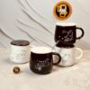ماگ فانتزی سرامیکی سفید و مشکی طرح گربه کد 7171