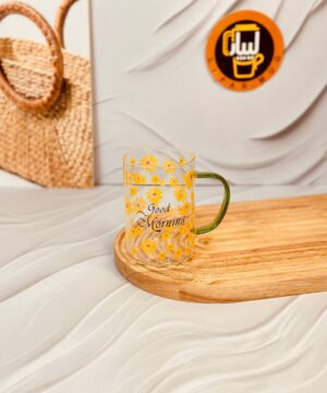 ماگ پیرکس گل دار دسته سبز کد 6178