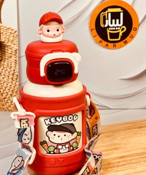 تراول ماگ دوحالته 500 میل دورسیلیکون دماسنج دار فانتزی کد 6182