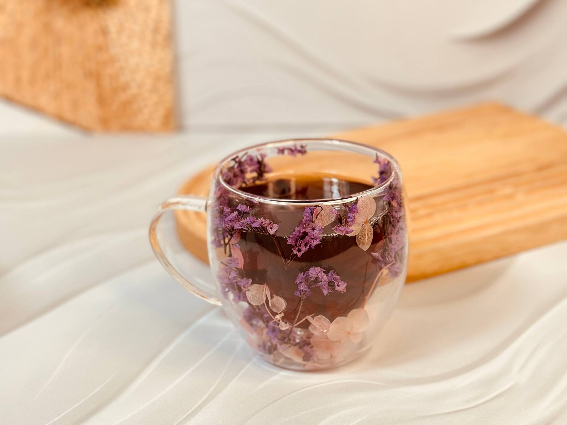 لیوان دوجداره پیرکس گل بنفش کد 6214