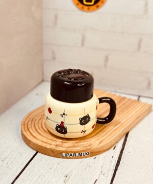 ماگ درب بطری کوتاه گربه مشکی کد 7317
