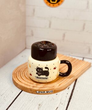 ماگ درب بطری کوتاه گربه مشکی کد 7317