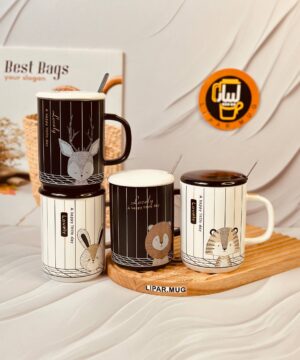 ماگ بلند حیوانات جنگل خط دار 6240