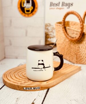 ماگ درب سرامیکی پاندای خسته کد 7301