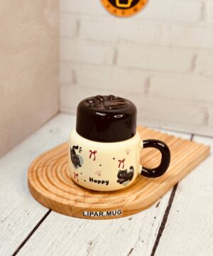 ماگ درب بطری کوتاه گربه مشکی کد 7317