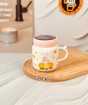 ماگ درب اینه ای خرگوش صورتی کد 6208