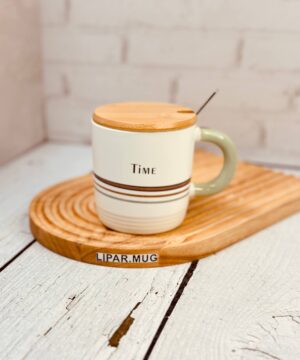ماگ سرامیکی کلاسیک درب بامبو کد 7313