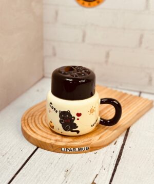 ماگ درب بطری کوتاه گربه مشکی کد 7317
