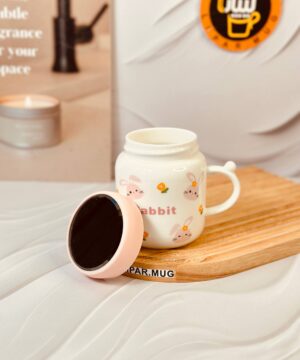 ماگ درب اینه ای خرگوش صورتی کد 6208