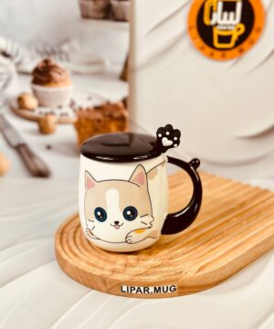ماگ سرامیکی گربه دسته کج کد 6233