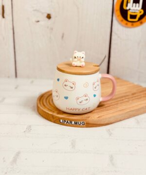 ماگ تپل گربه کیوت درب چوبی کد 7340