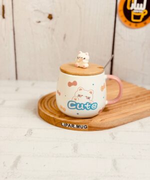 ماگ تپل گربه کیوت درب چوبی کد 7340