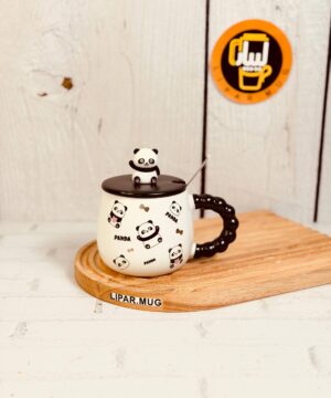 ماگ تپل پاندا درب مشکی عروسک روی درب کد 7346