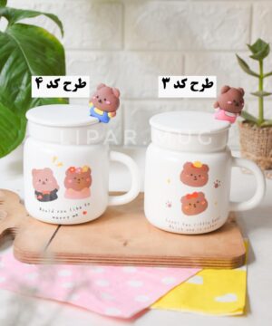 ماگ خمره ای طرح تدی قهوه ای