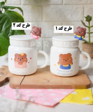 ماگ خمره ای طرح تدی قهوه ای