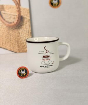 ماگ بدون درب لبه مشکی قلب و تدی کد 7430