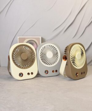 پنکه رو میزی استند دار پینترستی چراغ دار FAN PORTABLE TABLE FAN کد HM-154