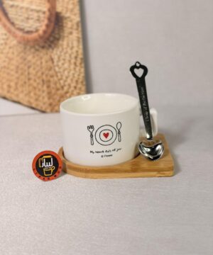ماگ زیر چوبی طرح قلبی کد 7426